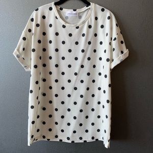 NWOT Citrus & Lemon Black & White Dot Top